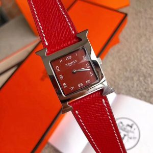 Alternative view of 🎁520 Confession Gift【Hermès H-Shaped China Red New Edition】Hermès' latest colorway—the perfect gift choice. Hermès Classic Women's Watch Collection 😍 The most iconic style. 26mm diameter.